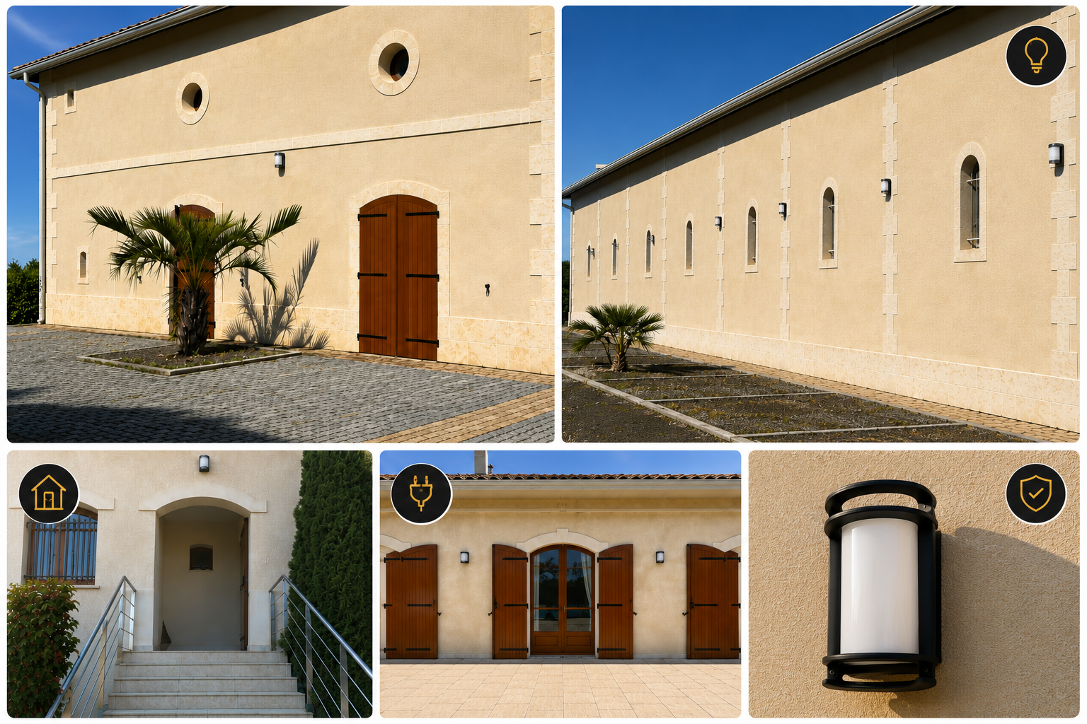 Installation d'éclairages extérieurs sur une maison dans le Médoc - FDG Électricité